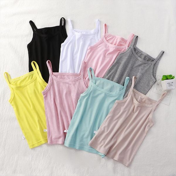 

kids underwear model cotton girls tank candy colored vest children singlet undershirt for 2 12 years, Blue