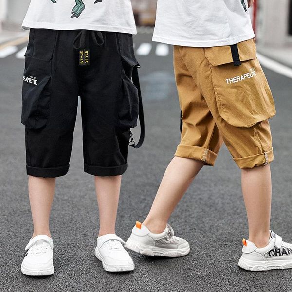 

shorts summer 2021 baby boy mid big child kids short pants for 4 5 6 7 8 10 12 13 year children boys clothing, Black