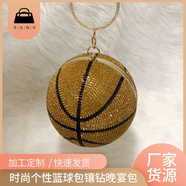 

new style personality basketball ring water drill fashion handbag inlaid diamond women's ball dinner bag
