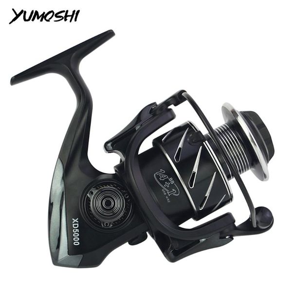 

baitcasting reels yumoshi fishing reel all metal spool spinning 5.0:1 14+1bb stainless steel handle line saltwater accessories