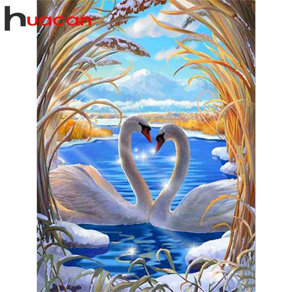 

diamond painting huacan embroidery sale swan 5d diy art kits animal pictures of rhinestones mosaic home decoration arrival