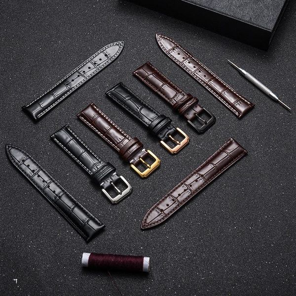 

watch bands spot pin buckle pink red blue white head leather with gift box chain accessories, Black;brown