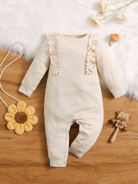 

baby girl ruffle trim jumpsuit she, Blue