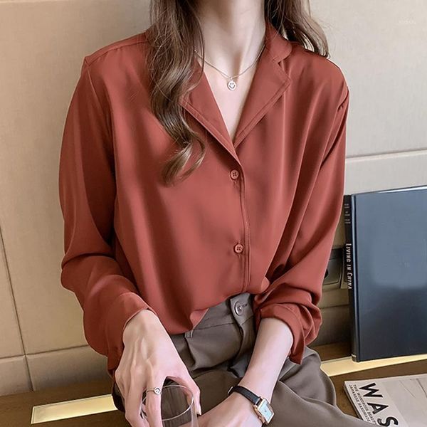 

blusas mujer de moda 2021 v-neck chiffon blouse shirt long sleeve women 3xl 4xl plus size clothes c918, White