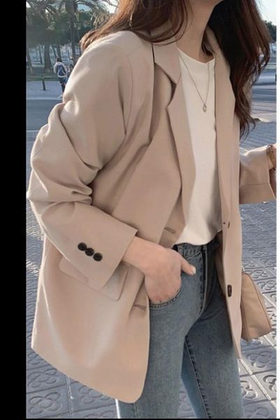 

women's suits & blazers spring autumn pockets jackets fashionable vintage oversize elegant office lady, White;black