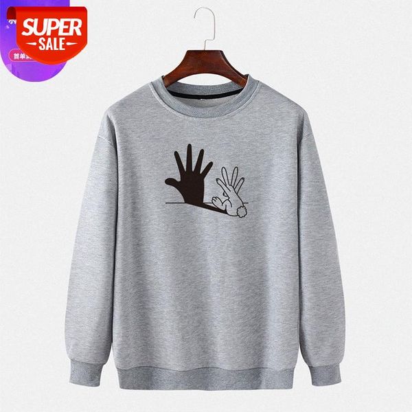 

hoodies european and american autumn rabbit print men's sweater multicolor casual round neck pullover, Black
