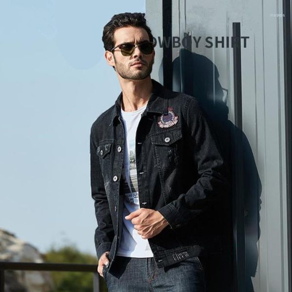 

men jacket men's denim 2021 korean fashion jackets outerwear pocket coat mens streetwear 4xl1, Black;brown