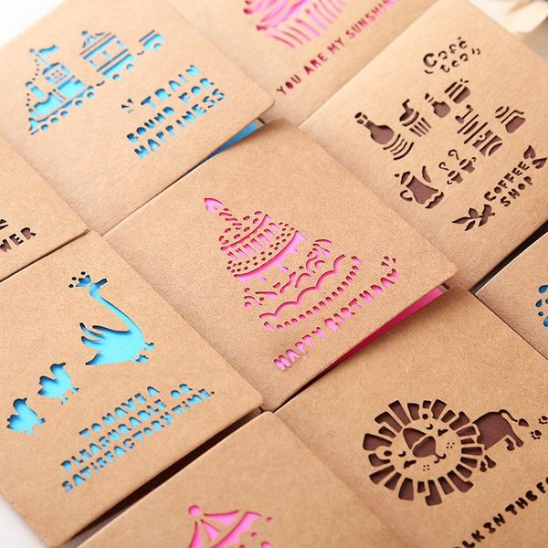 

gift wrap 10pcs mixed design hollow blessing folding card message set diy decoration holiday greeting envelope