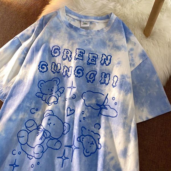 

women's t-shirt women cartoon watercolor cute fashion print graphic summer short sleeve female clothes tees, White