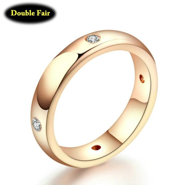 

wedding rings simple elegant trendy jewelry for women engagement rose gold silver color round brand cubic zirconia wholesale dwr241, Slivery;golden