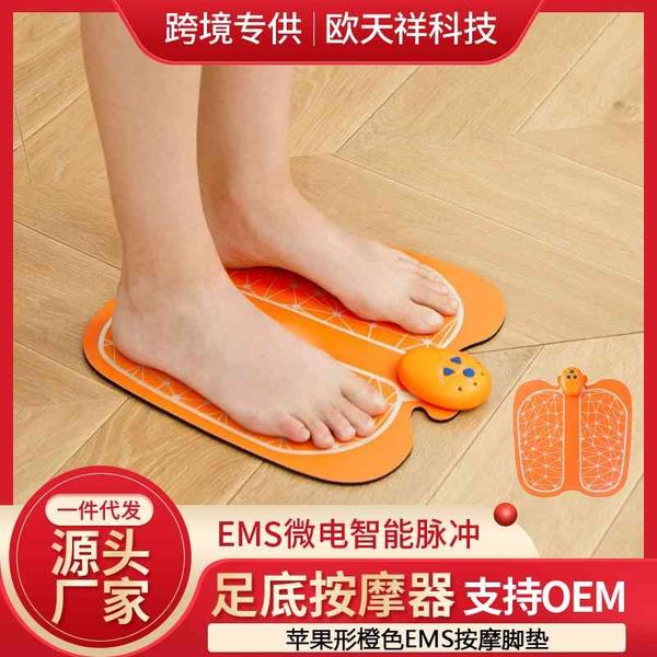 

new apple shaped orange ems massage foot pad tens pulse acupoint relaxation plantar massager