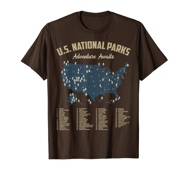 

National Parks Map US Camping Hiking Outdoor Men Women T-Shirt, Mainly pictures
