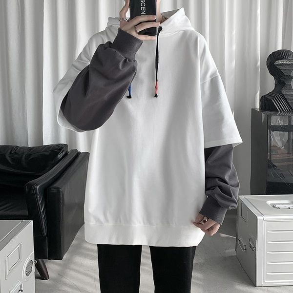 

men's hoodies & sweatshirts 2021 hoodie men spring autumn fashion harajuku patchwork casual oversized hip hop sweatshirt streetwear 7 c, Black
