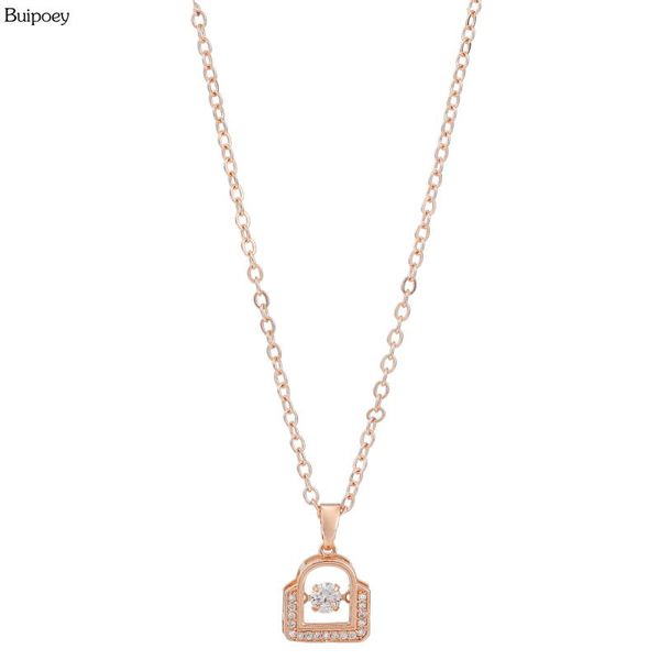 

pendant necklaces korea rose gold cz handbag necklace for women crystal charm girls stainless steel chain gift, Silver