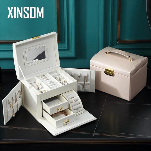

storage bottles & jars jewelry box women's large capacity necklace earrings packaging display bag portable suitcase
