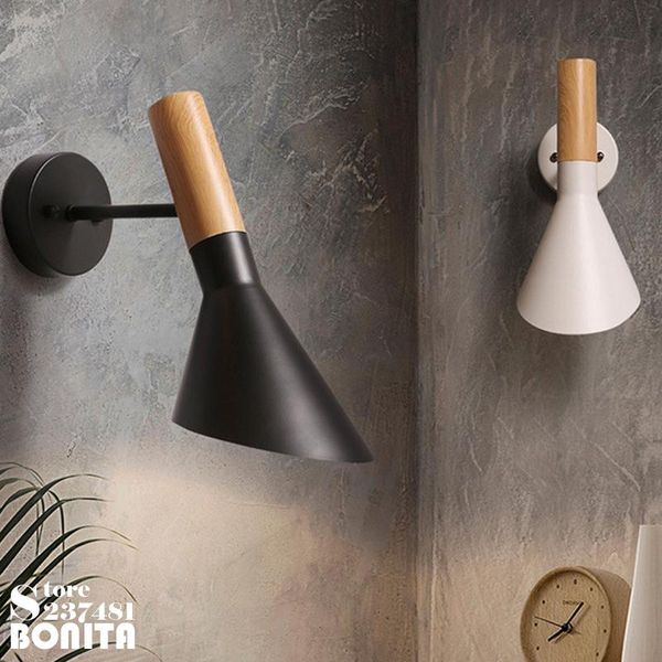 

wall lamps industrial sconces american nodic led wooden iron lights for bedroom simple loft swing arm