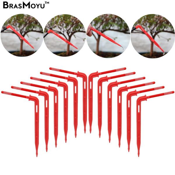 

watering equipments brasmoyu 50-1000pcs 1/8'' red drippers 3/5mm bending arrow emitters garden potted irrigation micro drip system