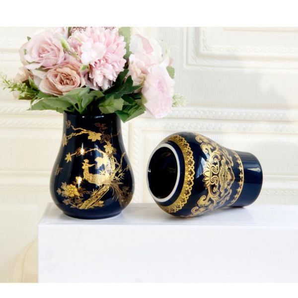 

classic ancient chinese style ceramic luxury vase flower elegant golden pattern container home decoration ornament - flower (dar