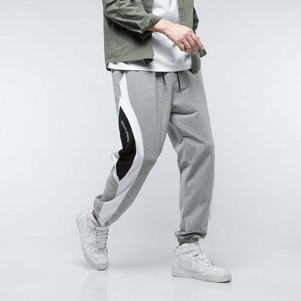 

men's sports casual pants men's autumn loose knit hemmed capris bodyguard pants parents and teenagers splicing long pantswinter, Black