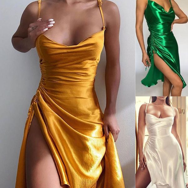 

casual dresses 2021 fashion women's summer v-neck sleeveless pure color party backless bandage dress sling vestidos mujer, Black;gray