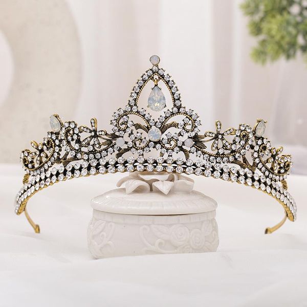 

hair clips & barrettes tuan ming retro electroplating crown korean bride high-end jewelry headdress birthday, Golden;silver