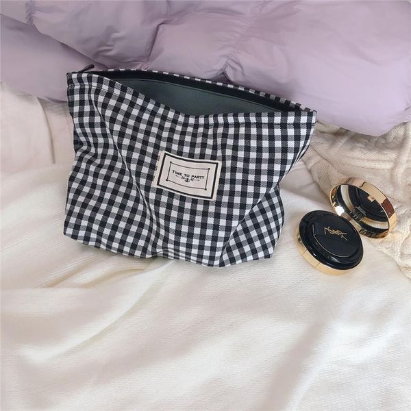 

makeup plaid women travel toiletry cosmetic bag large pouch necesserie make up organizer canvas beauty case storage