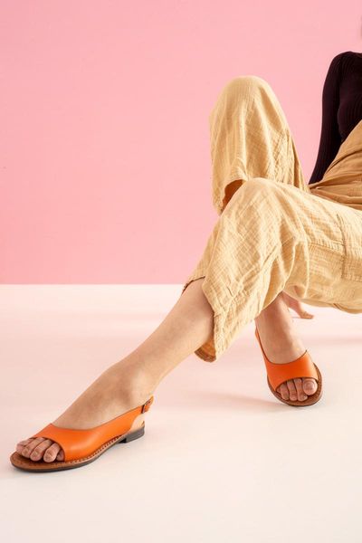 

sandals lucia genuine leather orange color casual female, Black