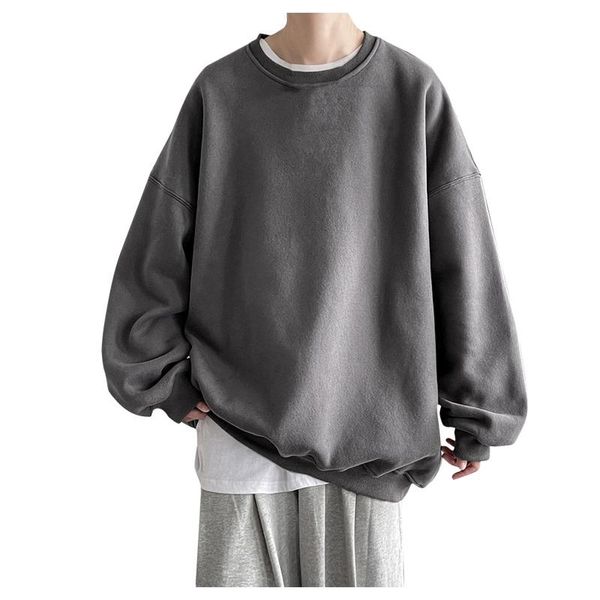 

men's hoodies & sweatshirts loose oversized fitted pullovers fashion casual solid color long-sleeved daily comfortable streetwear tren, Black