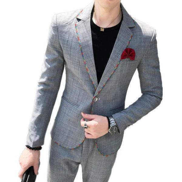

two piece suit set / 2021 spring autumn business gentleman men's groom wedding dress blazer coat pants jacket trousers, White;black