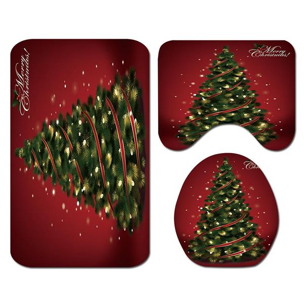

bath mats merry christmas shower curtain / non-slip rug/ toilet lid cover/ mat xmas tree pattern for decoration hg9