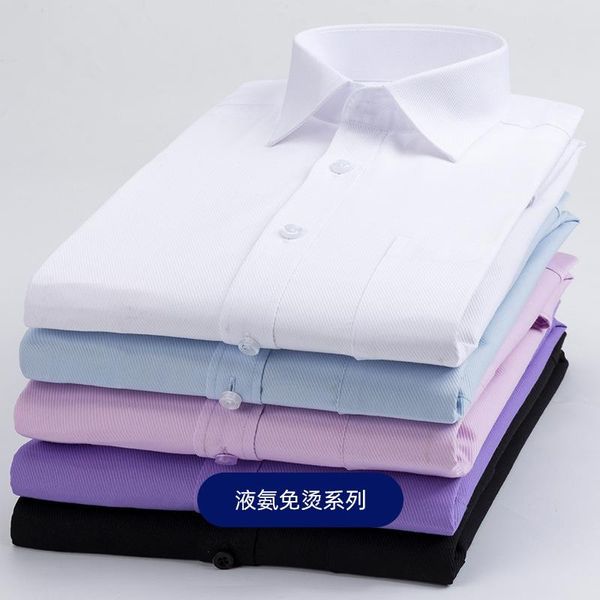 

men's dress shirts liquid ammonia non iron long sleeved white shirt business professional work clothes, White;black