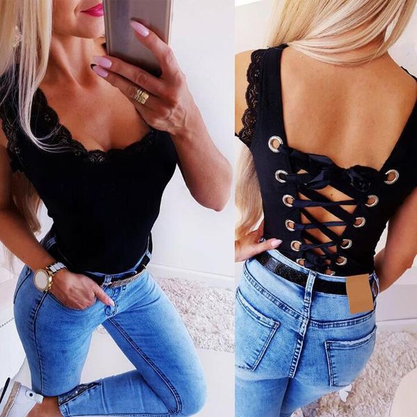 

women's jumpsuits & rompers low cut lace fashion bodysuit style casual up women jumpsuit solid womens, Black;white