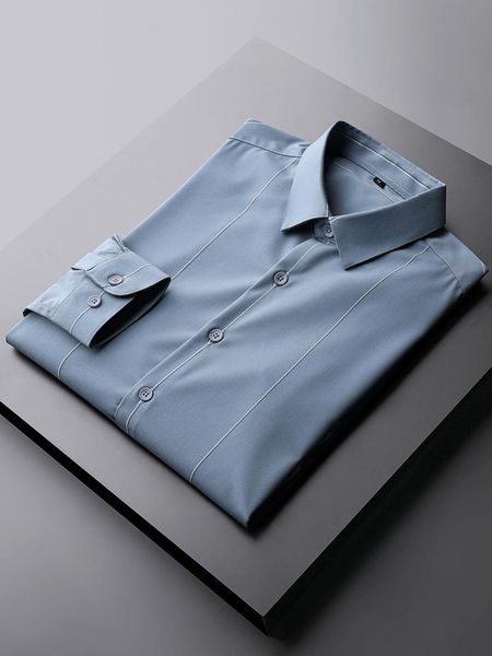 

men's casual shirts 2021 spring summer fashion loose long sleeve shirt solid slim fit male social business dress a161, White;black