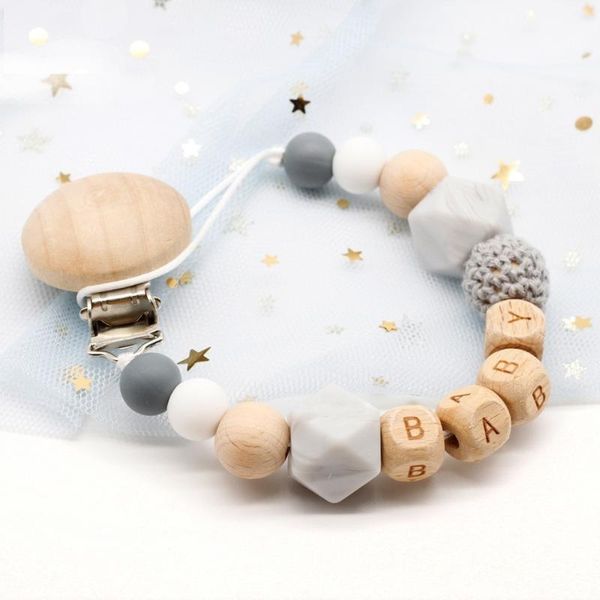 

pacifiers# personalized name handmade silicone baby wooden dummy pacifier clip safe teething chain teether chains holder