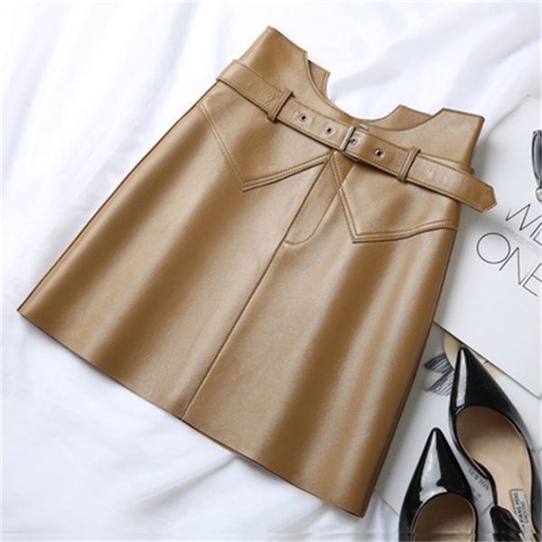 

2021 genuine new fashion royal sheep leather skirt j29 yly9, Black