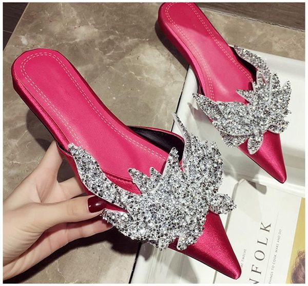 

slippers 20121 spring summer flat shoes women fashion crystal casual slip on flats heel slides elegant sandals, Black