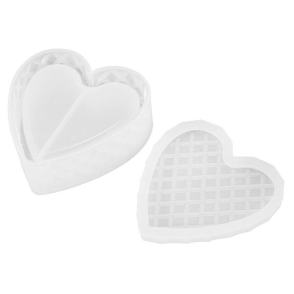 

storage boxes & bins 2pcs diy crystal epoxy mold box heart-shaped cut surface jewelry gift silicone