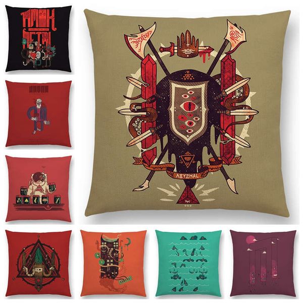 

ancient technology totems mysterious pattern sacrifice witchcraft uncharted territory vintage cushion cover