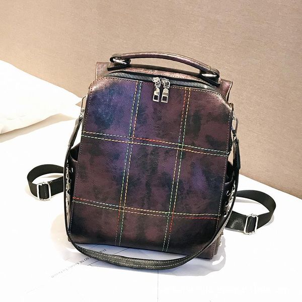 

outdoor bags 2021 women's bag backpack korean studded fashion double zip