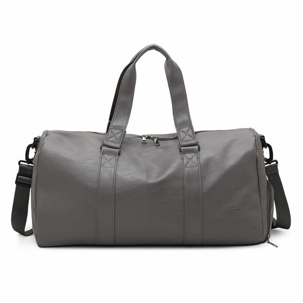 

outdoor bags pu leather retro style travel bag solid color gym large capacity dry and wet separation single shoulder x441a