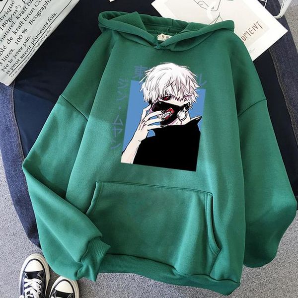 

men's hoodies & sweatshirts 2021 japanese anime tokyo ghoul men women sweatshirt print pullover oversized streetwear hip hop clothes, Black