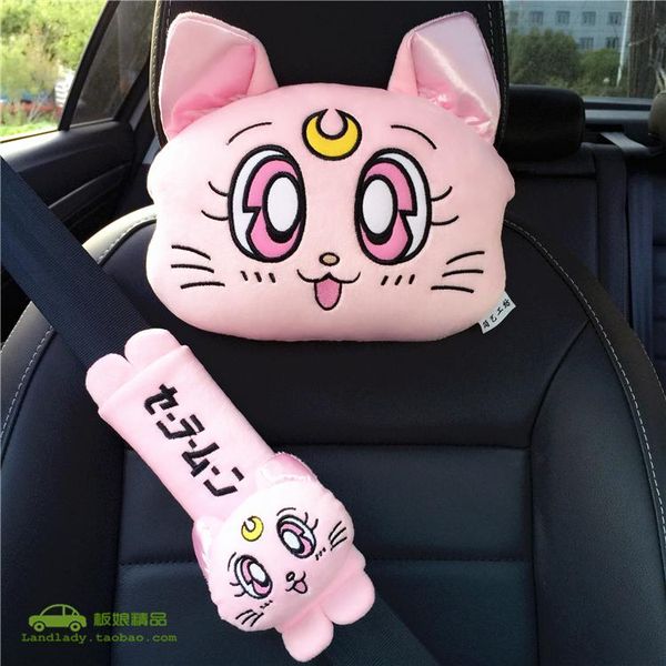 

seat cushions plush kitty car pillows cat neck support headrest pillow auto rest cushion interior accessories