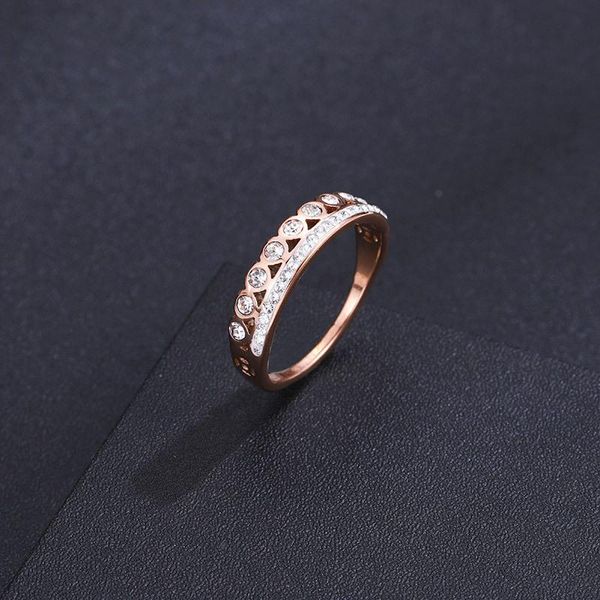 

wedding rings 2021 titanium steel rose gold cubic zirconia ring for women fashion circle couple female jewelry, Slivery;golden
