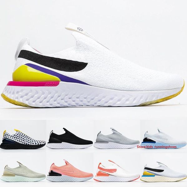 

epic phantom react men women running shoes 2020 slip-on designer laser fuchsia white pure platinum light cream outdoor sneakers size 36-45, Black