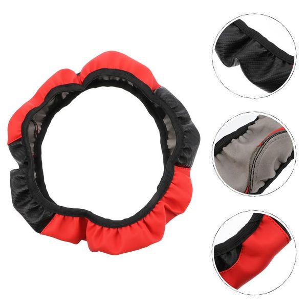 

steering wheel covers car carbon fiber cover sports case (black-red)