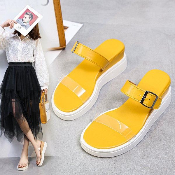 

slippers girl lovely beach casual shoes sweet transparent pvc women slides summer wedges, Black
