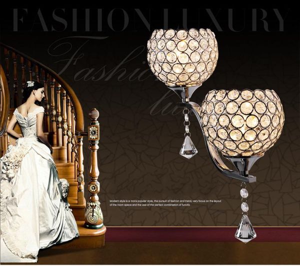 

led wall lamp wall fitting bracket light bedroom stair lamp crystal light silver/gold e27 ac90-265v for bedroom decor