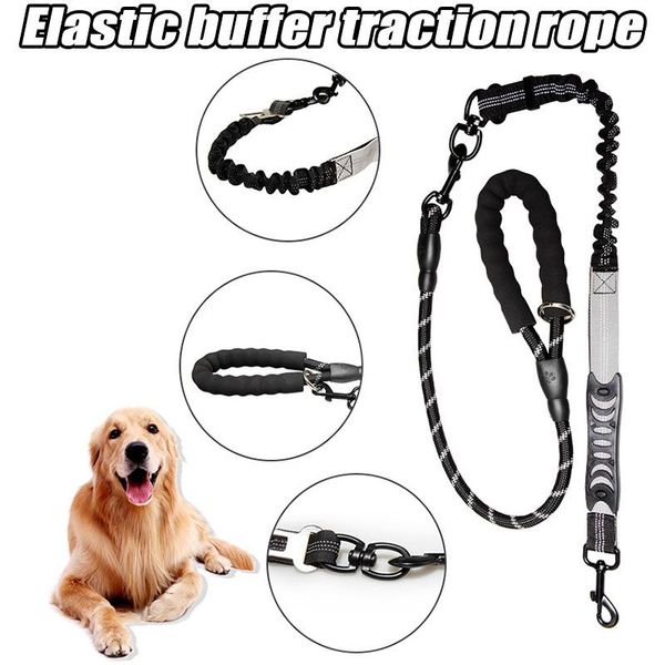 

dog collars & leashes bungee leash with foam handle heavy duty elastic reflective nylon rope prevent arm injury for cycling running dfds889