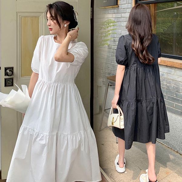 

maternity dresses 45312# clothes summer cotton short sleeves loose stylish o neck dress pregnant women mom, White