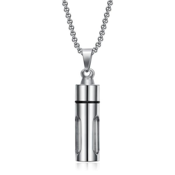 

pendant necklaces 1pc stainless steel open container tube scripture golden necklace essential oil for women, Silver